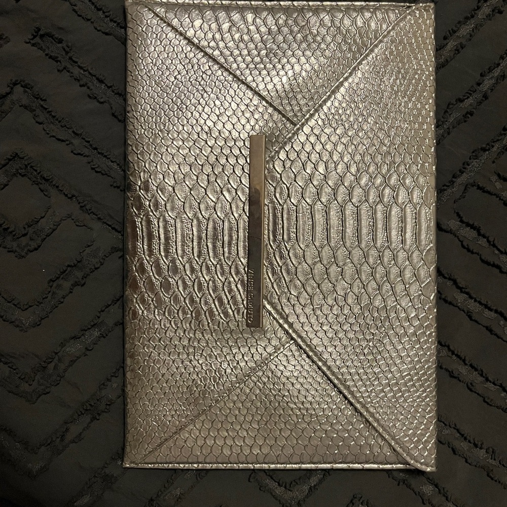 Vince Camuto Silver Snakeskin Clutch